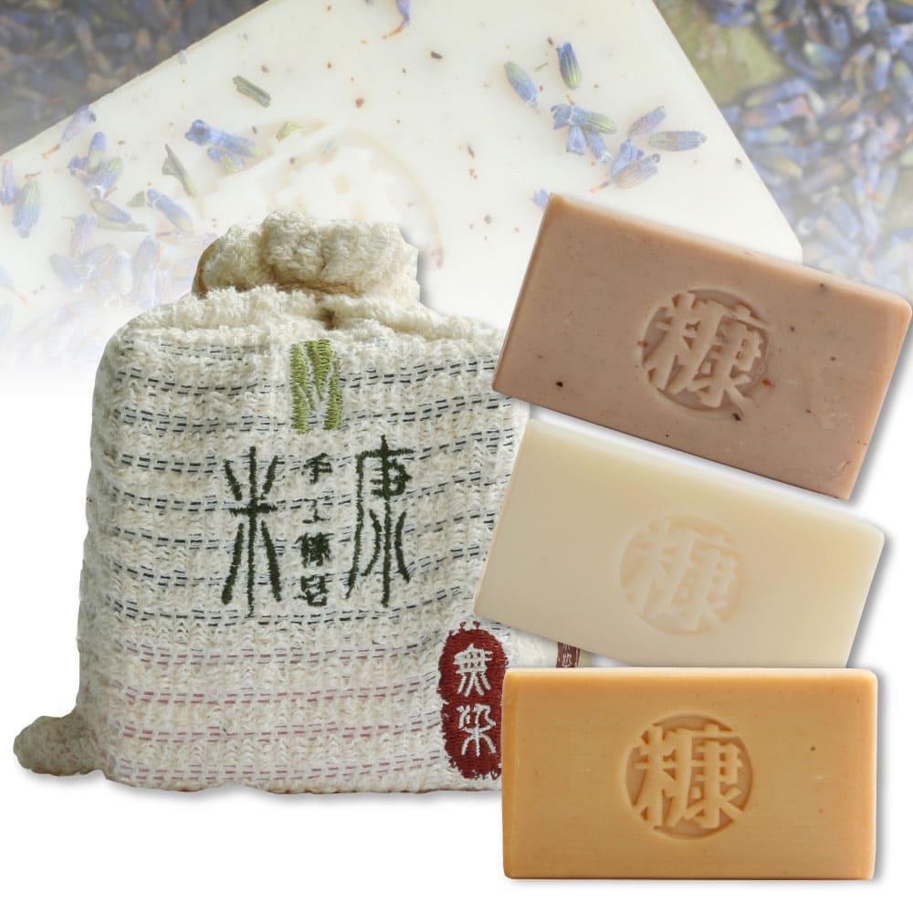 【 手工糠皂】皂袋3入組-梔子花、軟木樹花、黃香木