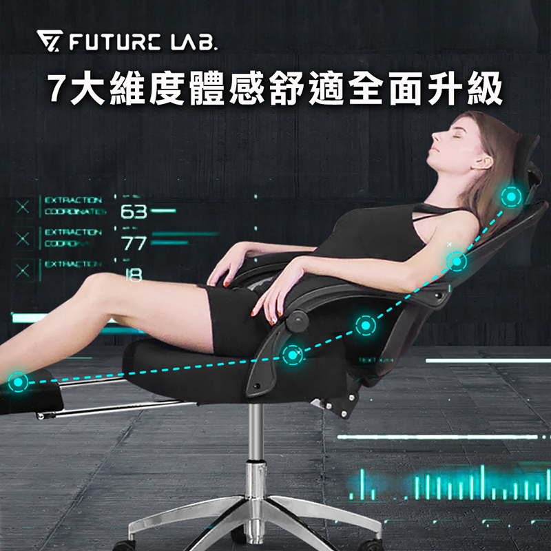 【FUTURE LAB.】7D人體工學電腦躺椅-黑色特仕