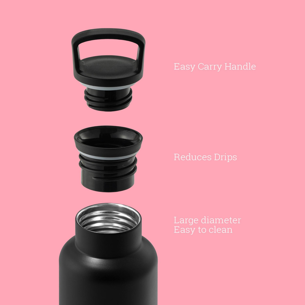 【美國HYDY】時尚保溫水瓶-黑瓶+玫瑰粉矽膠套 590ML 現貨快速出貨