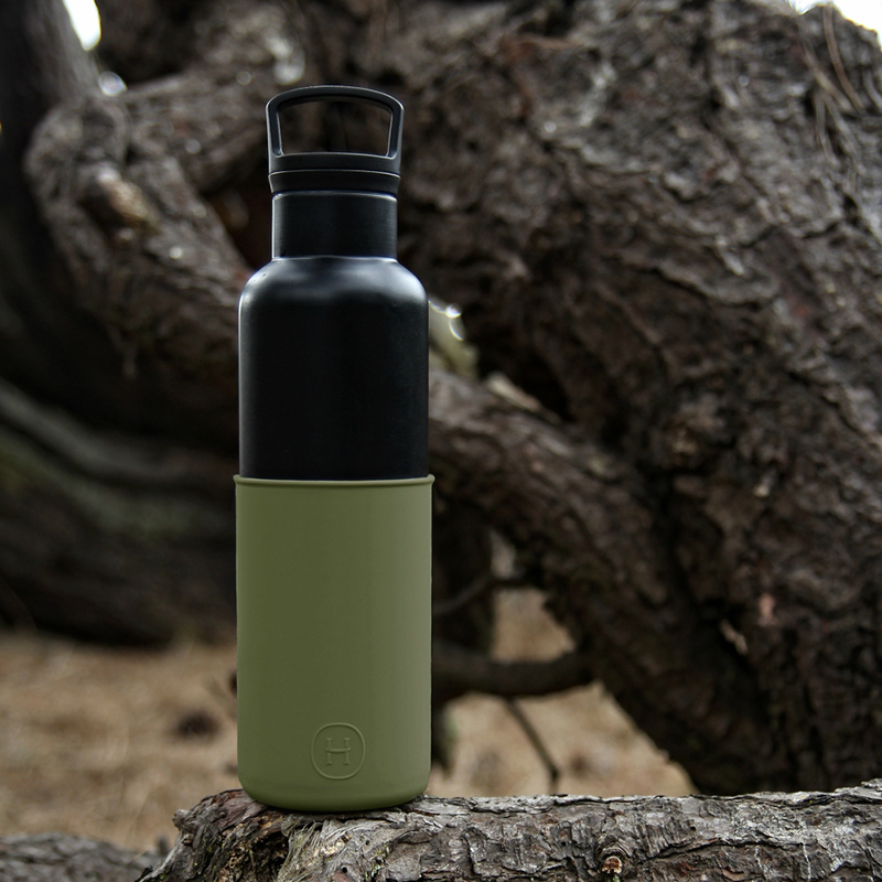 【美國HYDY】時尚保溫水瓶-黑瓶+海藻綠矽膠套 590ML 現貨快速出貨
