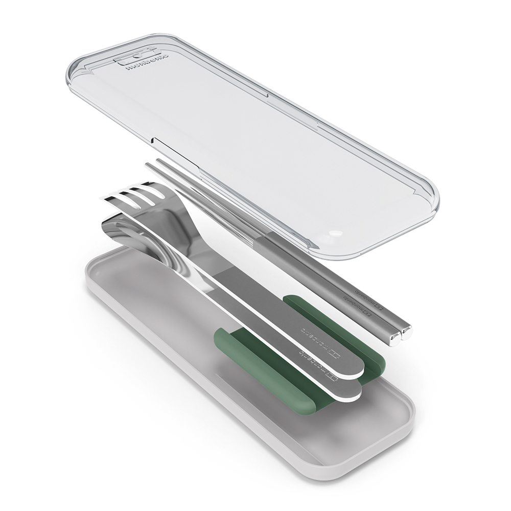 法國Monbento 隨身餐具-不鏽鋼筷叉匙三件組-綠